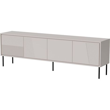Meuble TV 200x38x62 cm Cachemire mat ADANA meuble Hi-fi luxueux sur pieds noir avec 4 portes (1/4)