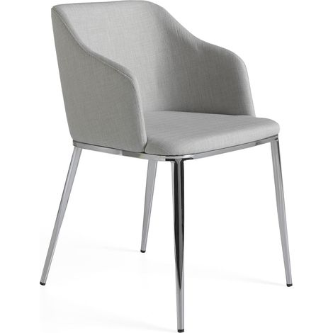 Chaise rembourrée structure acier inoxydable peint - Gris (1/5)