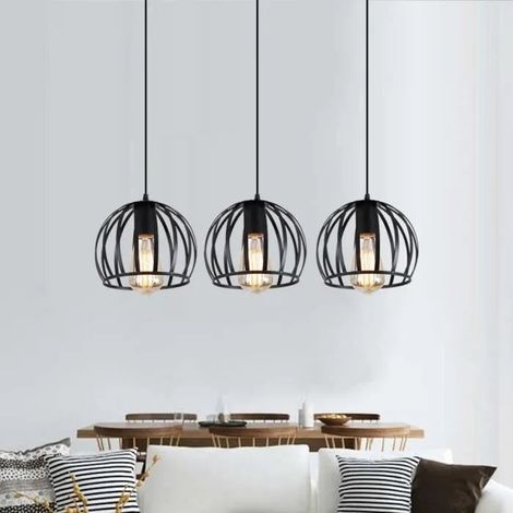 U-Do Suspension Lustre luminaire industrielle lustre abat-jour 3 lampes E27 (1/4)