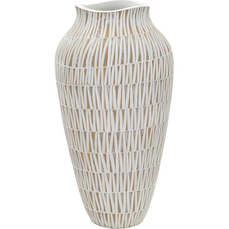 Vaso Stiky bianco e oro in resina texture a bastoncelli 22x44 cm