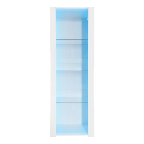 Vitrine Blanche Laquée avec Éclairage LED 55x38x166 cm pour Armoires Hautes et Stockage (1/5)