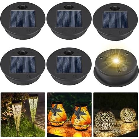 Lampes Solaires de Rechange à LED, Lot de 6 Lampe Solaire de Rechange avec Ampoules LED, Étanche Pièce de Rechange pour Lampe Solaire, pour Lampes Solaires de Jardin et Bricolage, 7CM (1/5)