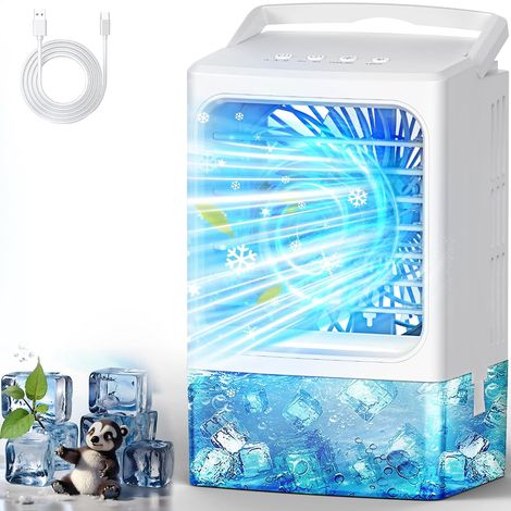 Portable Air Conditioner Cooling Fan with 3 Speeds Evaporative Air Cooler Fan 7 Color 900mL Water Tank (1/5)