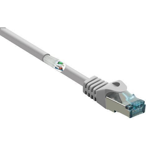 Renkforce RF-5191008 RJ45 Câble réseau, câble patch CAT 6a S/FTP 30.00 m gris ignifuge, avec cliquet d'encastrement 1 pc(s) S033712 (1/4)