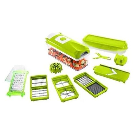Accessoires cuisine et cuisson,Genius Nicer Dicer Smart (12 pcs.) en vert - coupe-légumes pour cubes, bâtonnets, tranches, lanières et quartiers - coupe-salade mandoline trancheuse à concombr