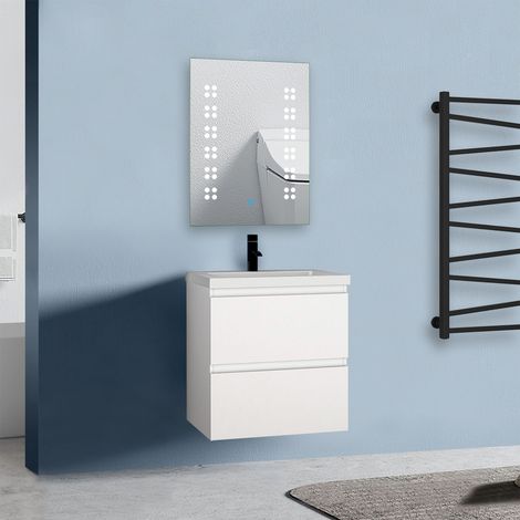 Badmöbel Set 50 cm Unterschrank Selbstmontierter mit Weiß keramik waschtisch Unterschrank mit Weiß Matt (1/5)
