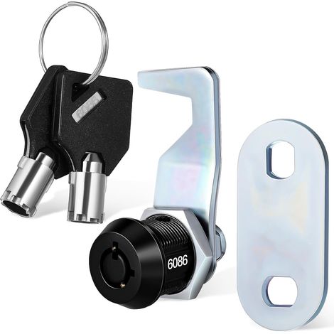 Ciieeo Lot de 2 verrous à came tubulaires noirs de 5/8 pouce avec croc (1/5)