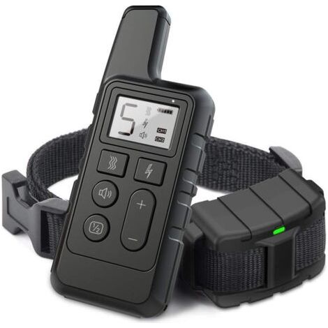 Sollbry Collier de Dressage pour Chien 500m Dispositif d'entraînement de contrôle Vibration/Impulsion électrostatique/Avertissement arrêt aboiement dissuasif étanche Black (1/5)