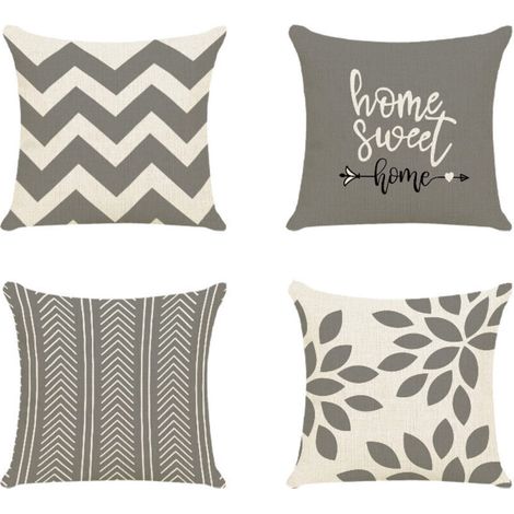 Jardin 45x45.Lot de 4 Housse de Coussin Décoratif Canapé Taie d'oreiller Decoration Canapé Housses de Coussin en Lin d'extérieur Housse de Coussin Décoration pour Chambre. canapé. Chaise