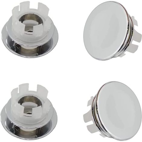 Lot de 4 cache-trous ronds chromés pour lavabo de salle de bain - Pour la maison, l'évier, la salle de bain, la cuisine (argent) (1/5)