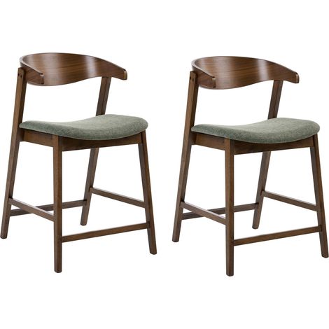 Set di 2 sedie da bar in stile tradizionale con seduta imbottita marrone scuro e verde Lilly