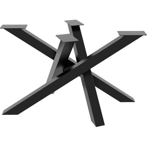 MetaloPro Mikado – Piétement de table design croisé en acier noir, structure métallique stable pour table à manger, de conférence ou de bureau 120x70x72 cm