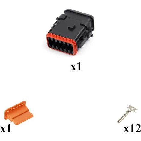 Kit connettore serie DT maschio porta femmina 12 vie CE13 Nero