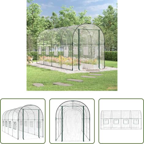 Pflanzenschutz -  Gewächshaus Transparent 160x400x190 cm PVC & Stahl (1/5)