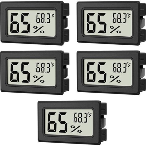 Thermo-hygromètre intérieur, 5 x mini hygromètre intérieur, pour serre, boîte reptile, voiture, maison, bureau. Pratique et polyvalent.