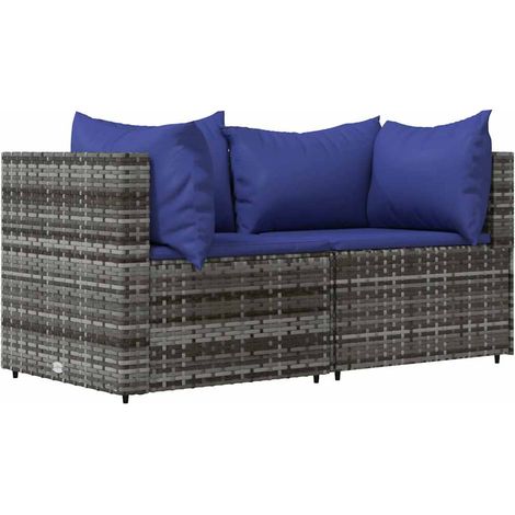 Maison Exclusive - Garten-Ecksofas mit Kissen 2 Stk. Grau Poly Ra