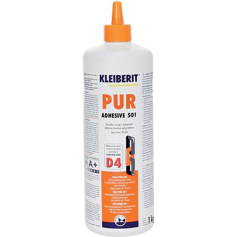 Colle polyuréthane monocomposant 500 gr – Collage bois massif – Prise rapide – Haute résistance à l'humidité et aux intempéries – Kleiberit