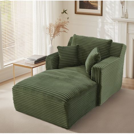 Chaiselongue aus Cord, bequem gepolstert, ohne Aufbau, vielseitig nutzbar, grün (1/5)