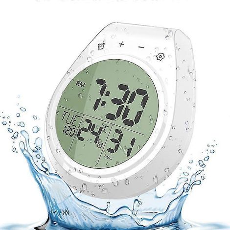 Horloge de douche numérique étanche, minuteur de salle de bain, horloge murale numérique de cuisine, grand écran LCD, compte à rebours, ventouse de fixation (1/4)