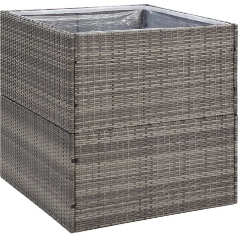 Maison Exclusive - Pflanzkübel Grau 80x80x80 cm Poly Rattan
