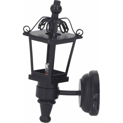 Lampe murale miniature LED noire à l'échelle 1:12 pour maison de poupée, décoration de jardin. (1/5)