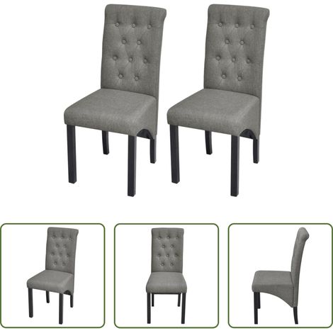 vidaXL Sillas de comedor giratorias 2 unidades tela gris claro (1/5)