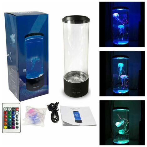 BUNTHAUS Lampe méduse intelligente avec télécommande, lampe de table en forme de bocal à poissons, lampe de table USB cadeau créative, lampe méduse céleste pour la maison, le bureau, la table de cheve (1/4)