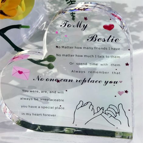 Plaque cœur en acrylique à poser, décoration de bureau, idée cadeau souvenir pour famille et amis（10 cm) (1/3)