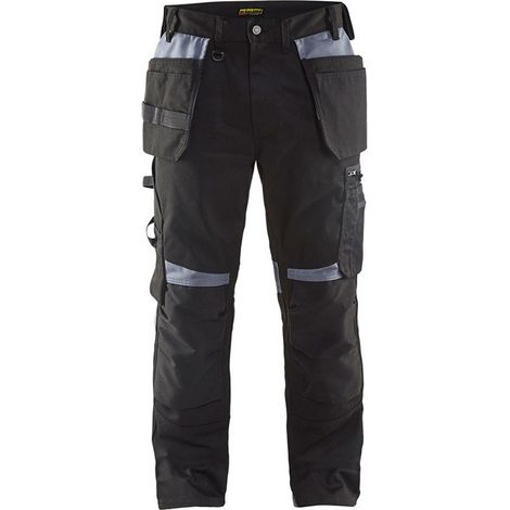 Pantalon de travail artisan sans poches flottantes 1555 - Noir/Gris clair M - FR(44) - SE(C50) - Courtes (1/5)