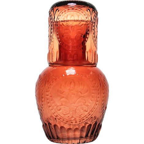Carafe de chevet et ensemble de verres, pichet d'eau froide de grande capacité, pour chambre à coucher, table de nuit, Orange (1/5)