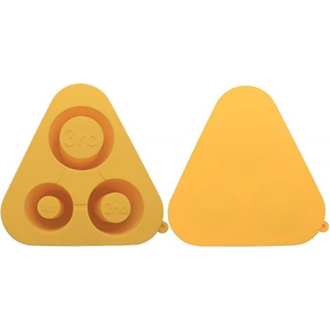 Moule à glaçons en silicone avec couvercle pour verres Stanley. Permet de réaliser 3 grands glaçons creux. Jaune. (1/5)