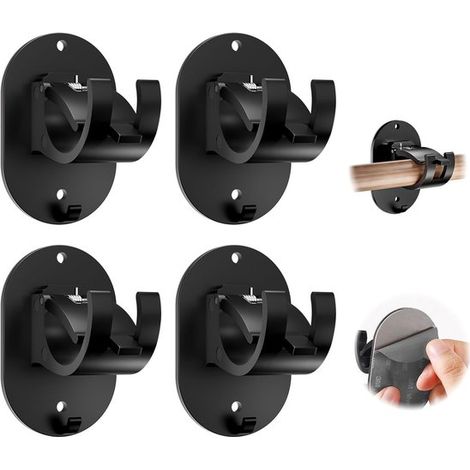 Paquete de 4 soportes para barras de cortina sin necesidad de taladrar - Soportes autoadhesivos para barras de cortina - Ideales para barras de cortina de baño y dormitorio (1/5)