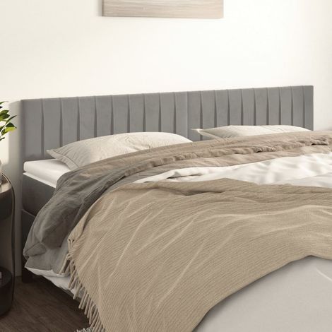 Kopfteile Hellgrau 180x5x78/88 cm Samt