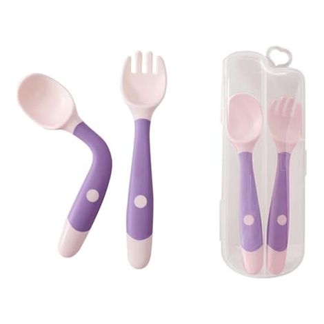 Cuillère Et Fourchette D'entraînement Pour Nourrissons, D'apprentissage Flexible Résistante À La Chaleur Facile À Saisir, Enfants (Blue) (Purple) (1/5)