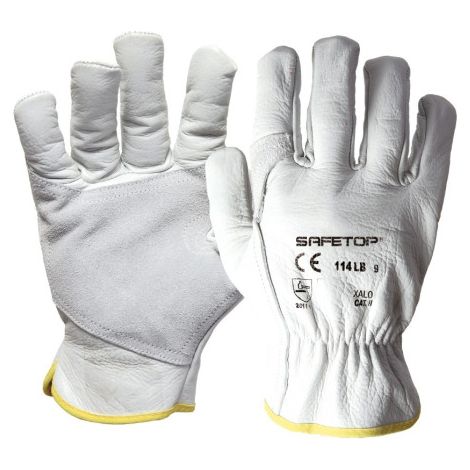 Guantes de piel vacuno reforzados Xalo 8 Blanco