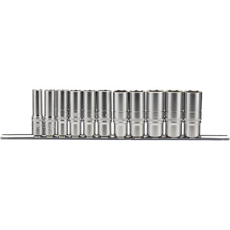 Draper Expert 16495 3/8" Square Drive Imperial Deep Socket Set on Metal Rail – 11 Pieces (1/5)