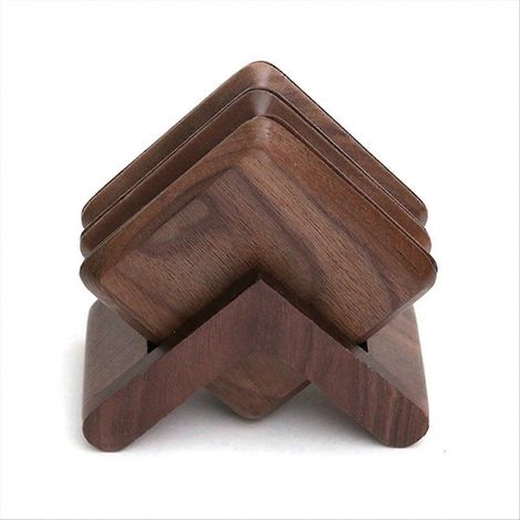 Noyer noir sous verres en bois tapis de tasse à thé et tapis isolant pour café (1/5)