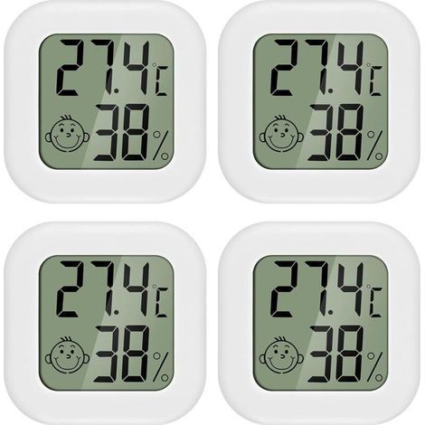 Set di 4 mini termometri e igrometri LCD per interni, adatti a camerette per bambini, stanze per anziani, ecc. (1/4)