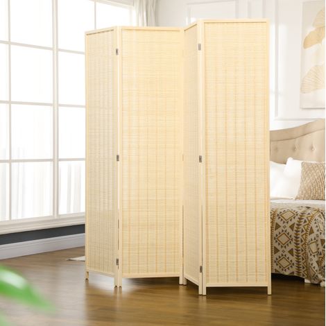 Biombo plegable de 4 paneles 180 x 180 cm de bambú natural DESVIAE (1/5)