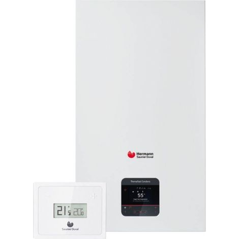 Hermann Saunier Duval Caldaia a Condensazione ThemaFast Condens 35 kW MA-CS/1 35 Wi-Fi Metano/Gpl con Kit Fumi Incluso ADATTATORE SDOPPIATO