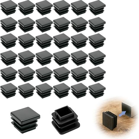 40PCS 20mm x 20mm Embout de Bouchon en Plastique NoirTube et Pied de Chaise, Bouchon de Protection Noir pour Meuble, Capuchon Antidérapant pour Table, Chaise, Tube Métal et Structure (1/5)