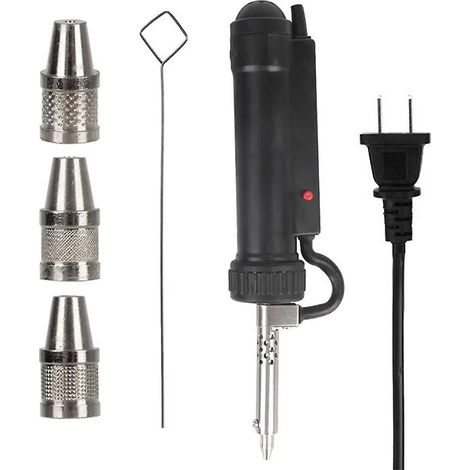Pompe à dessouder électrique, automatique, portable, avec 3 buses de soudage, noire, prise américaine.