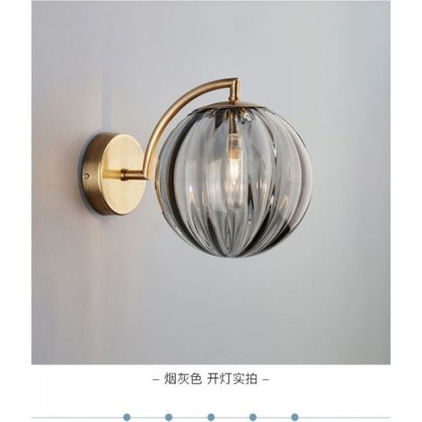 Applique Murale en Forme de Boule de Verre Simple et Créative, Idéal pour un Salon ou une Chambre à Coucher Fumée + lumière chaude (1/3)