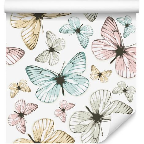 Papier peint papillons pastel pour salon et chambre 50x1000 cm (1/5)