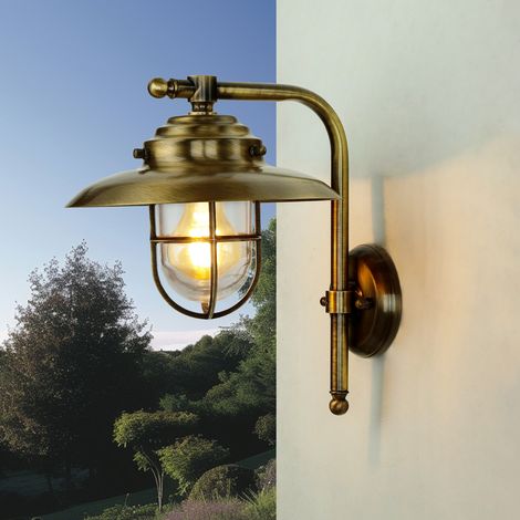 Wandlaterne außen Garten Messing massiv IP43 Maritim E27 Außenlampe (1/5)