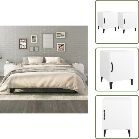 Nachttische 2 Stk. Weiß Holzwerkstoff - Nachttisch - Wohnzimmer Dekoration - Beistelltisch - Weißer Nachttisch - Holzmöbel