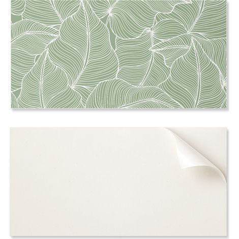 Vinilo adhesivo decorativo para pasillo con gr谩ficos de hojas y ondas, 100 x 50 cm.