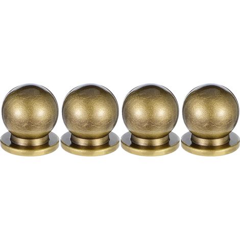 Lot de 4 mini boutons ronds en laiton massif, poignées de tiroir d'armoire en métal, boutons d'armoire ronds et élégants en laiton antique pour (1/4)