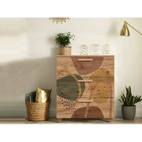 Dmora - Cajonera Sabik, Cómoda multiusos, Cómoda de dormitorio, Gabinete con cajones, 80x43h95 cm, Roble, con embalaje reforzado (1/4)