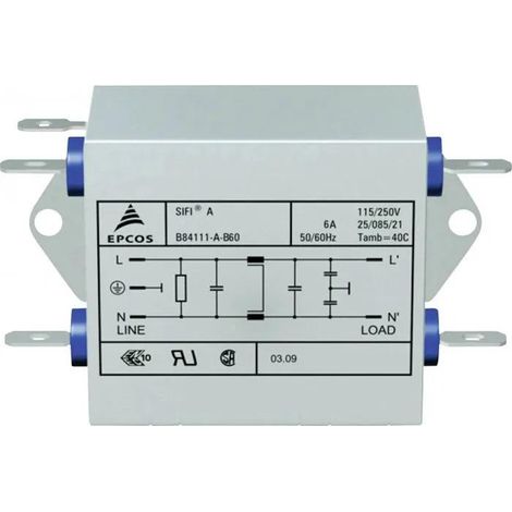 Filtro EMI TDK B84111AB120 negro 250V 20A compacto